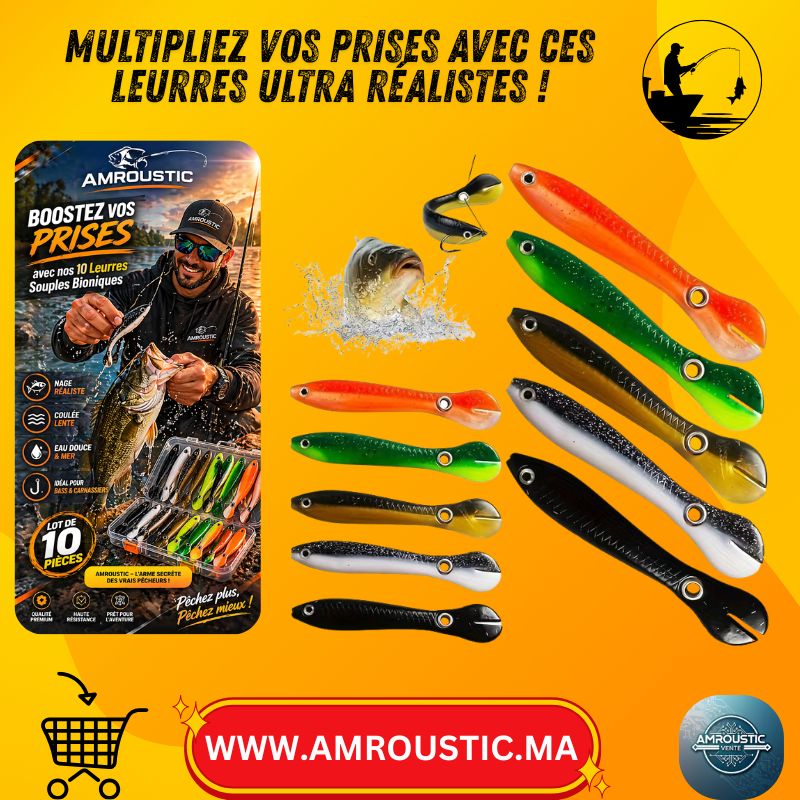 Lot de 10 Leurres Souples Bioniques-6.7cm/2G – Nage Réaliste & Coulée Lente (Eau Douce & Mer)