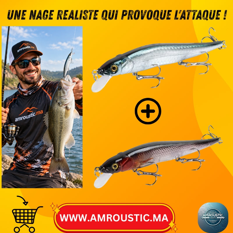 Lot de 2 Leurres Minnow Durs 115 mm 14 g – Wobblers Crankbait pour Peche au Brochet & Carnassiers