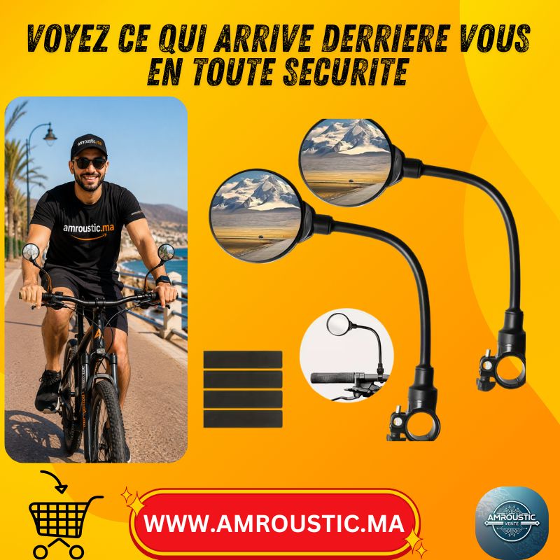 Lot de 2 Rétroviseurs de Vélo Convexes 360° – Miroirs Grand Angle Réglables pour Guidon