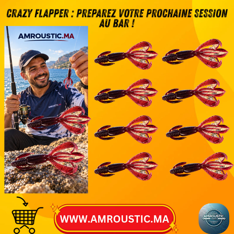 MEREDITH Crazy Flapper – Lot de 8 leurres souples crevette 90 mm