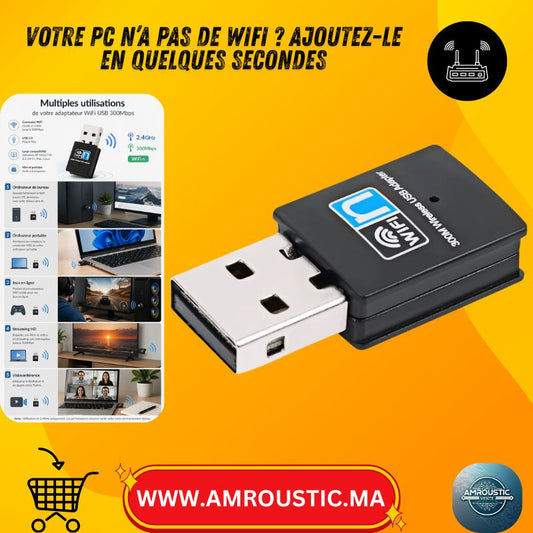 محول واي فاي USB صغير 300 ميجابت في الثانية 2.4 جيجاهرتز – دونجل استقبال لاسلكي USB 2.0 للكمبيوتر الشخصي والكمبيوتر المحمول
