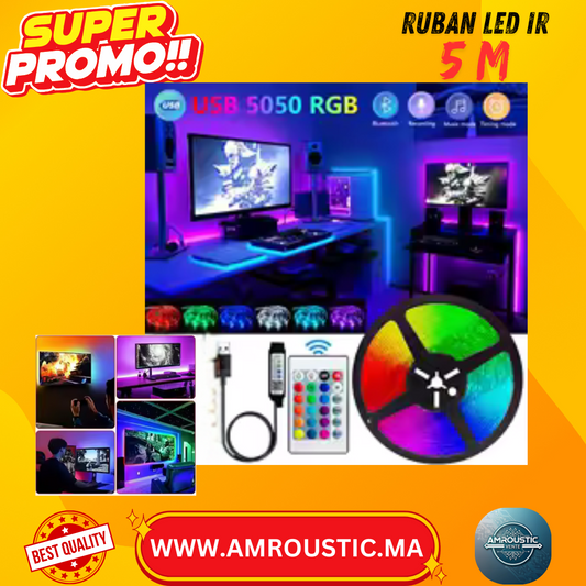 Ruban LED  RGB – 5M avec chargeur