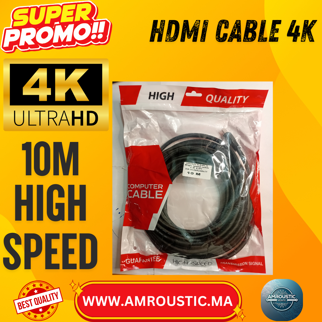 câble HDMI 4K 10m high speed