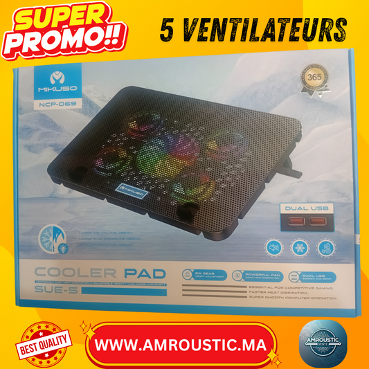 Support Refroidisseur 5 ventilateurs ultrasilencieux