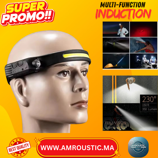 Lampe Frontale LED Rechargeable  avec Capteur de Mouvement
