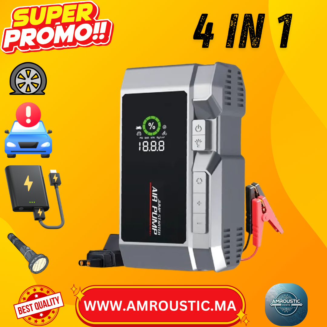 Jump Starter et gonfleur 4 in 1