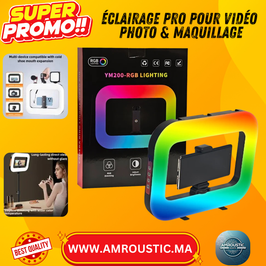 Lampe LED RGB Portable – Éclairage Professionnel pour Vidéo, Photo & Maquillage