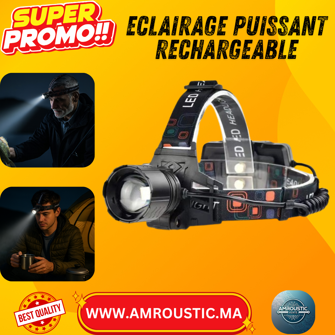 Lampe Frontale LED XY-801-TG avec 3 Batteries