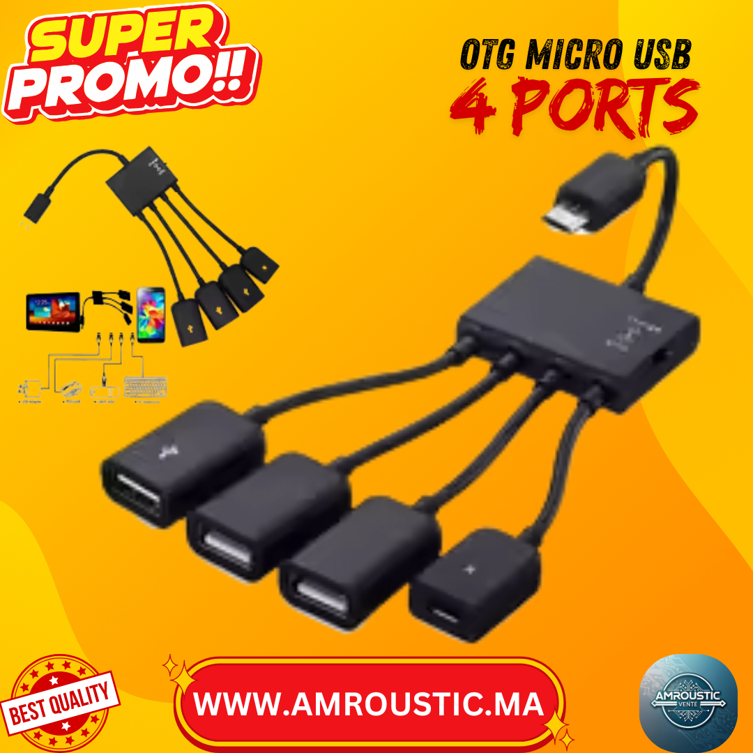 OTG micro 4 ports 3 usb et 1 alimentation