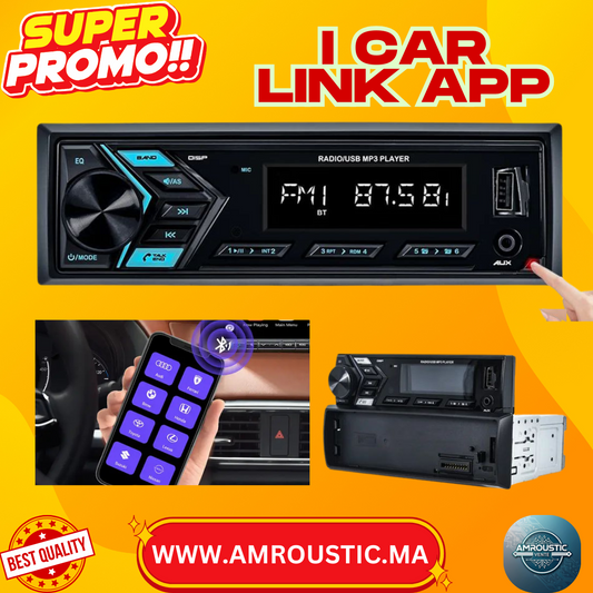 مشغل راديو سيارة بلوتوث عالي الجودة مع تطبيق icar link