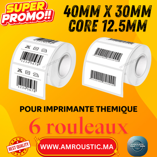 6 Rouleaux Thermiques  40x30mm