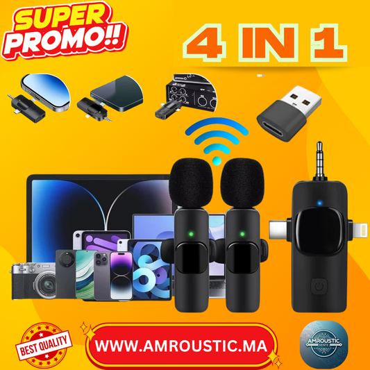 Microphone Lavalier Sans Fil 4in1