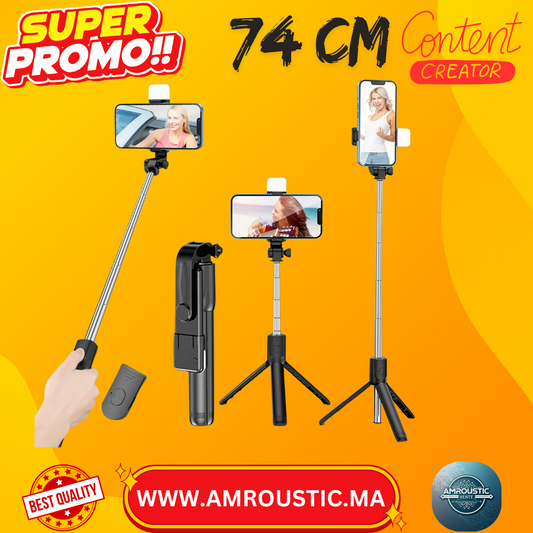 selfie stick trépied Bluetooth 74 cm