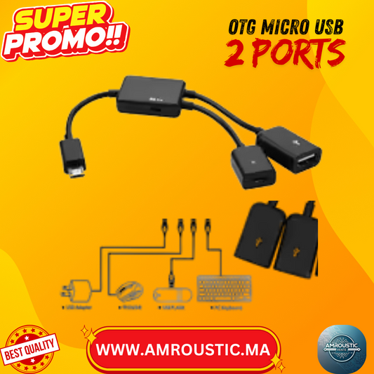 Otg micro 2 ports usb et alimentation