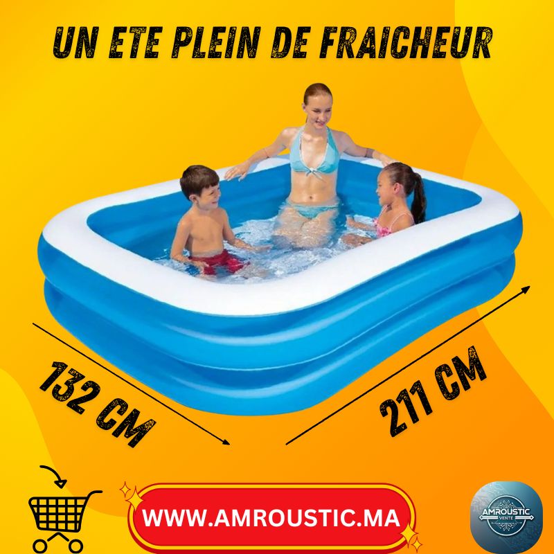 Piscine Gonflable Familiale Rectangulaire 211 × 132 × 46 cm