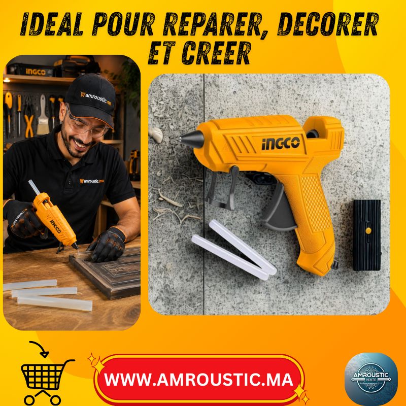 Pistolet à colle chaude INGCO 100W avec bâtons de colle