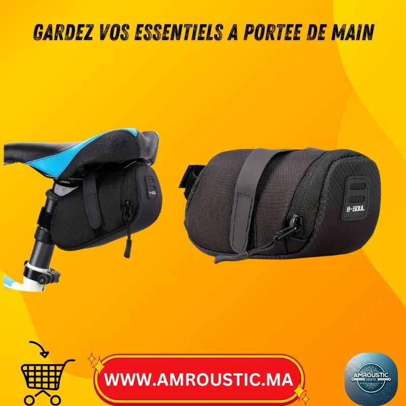Poche de Selle VTT 15 × 7 × 7 cm – Sac de Rangement Compact en Tissu Oxford avec Bandes Réglables
