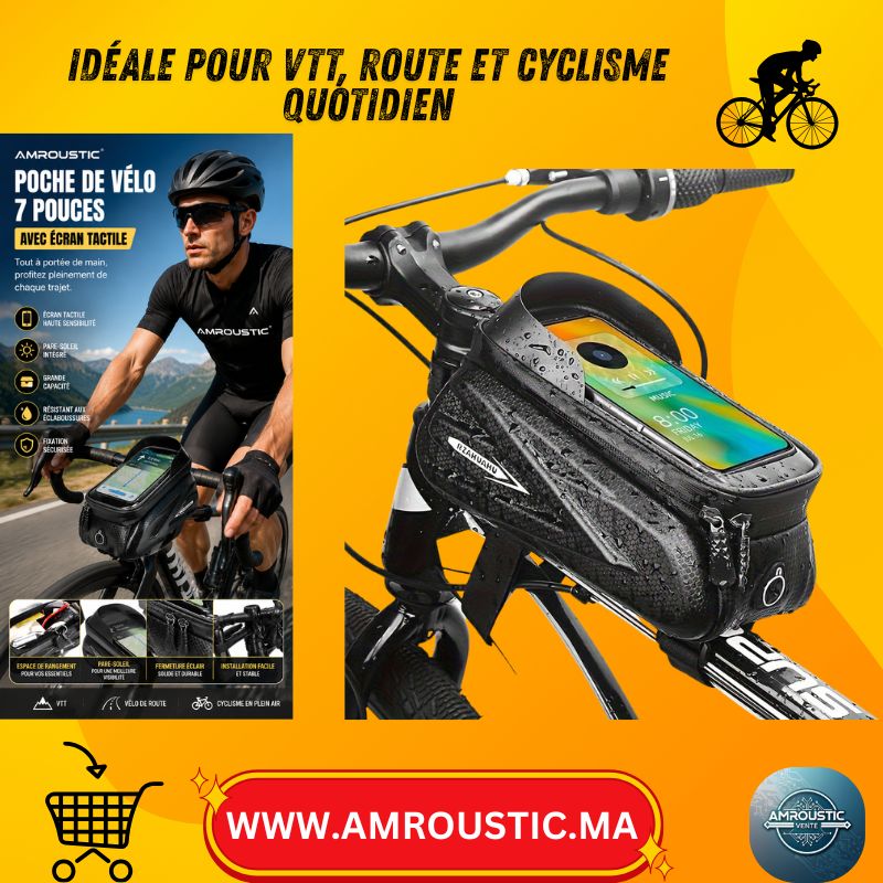 Poche de Vélo 7 Pouces avec Écran Tactile et Support Guidon