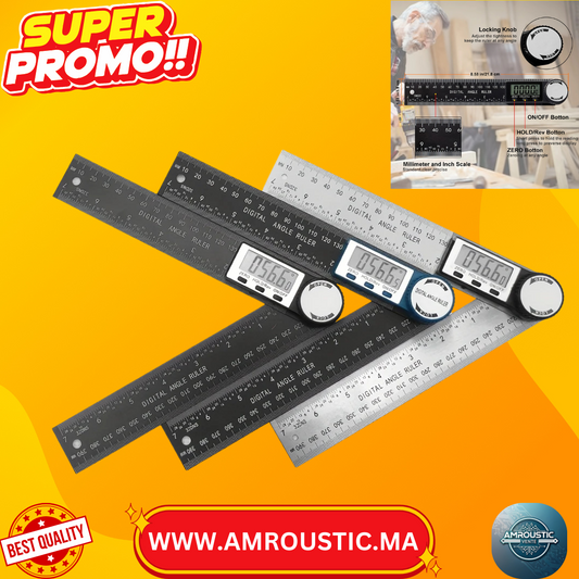 Rapporteur / Règle d’Angle Numérique 360° – Mesure Précise avec Écran LCD (Zero + Hold)