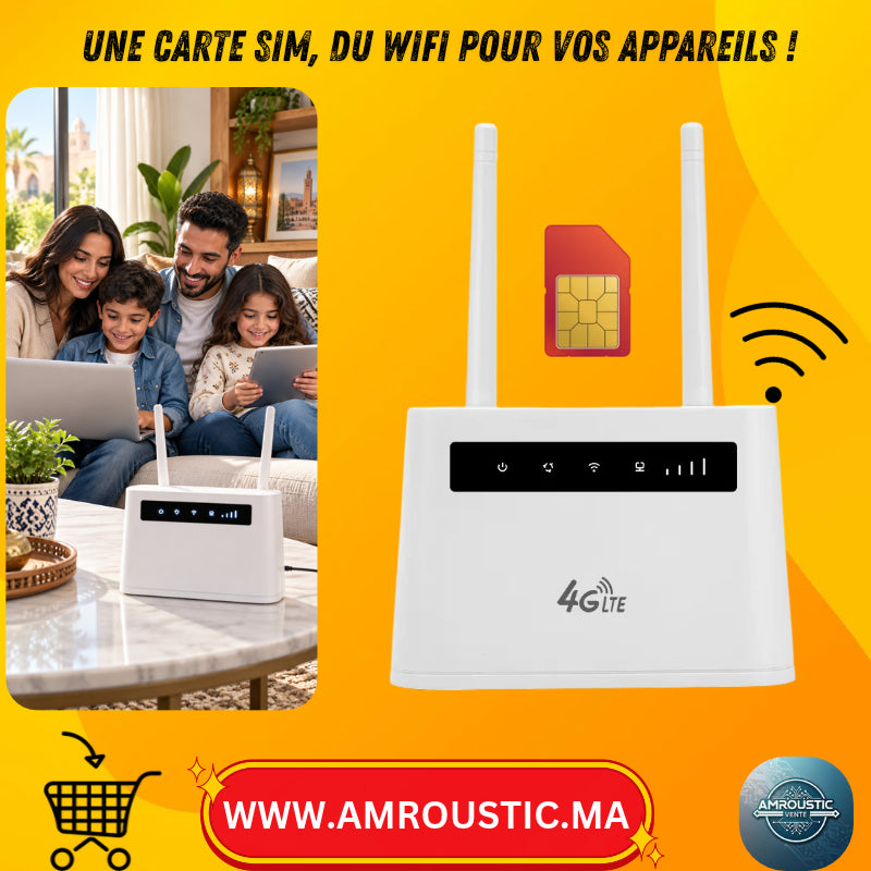 Routeur WiFi 4G LTE R102 avec Carte SIM et Connexion Ethernet