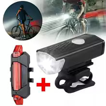 Kit Éclairage Vélo LED USB Rechargeable avec Feu Arrièr