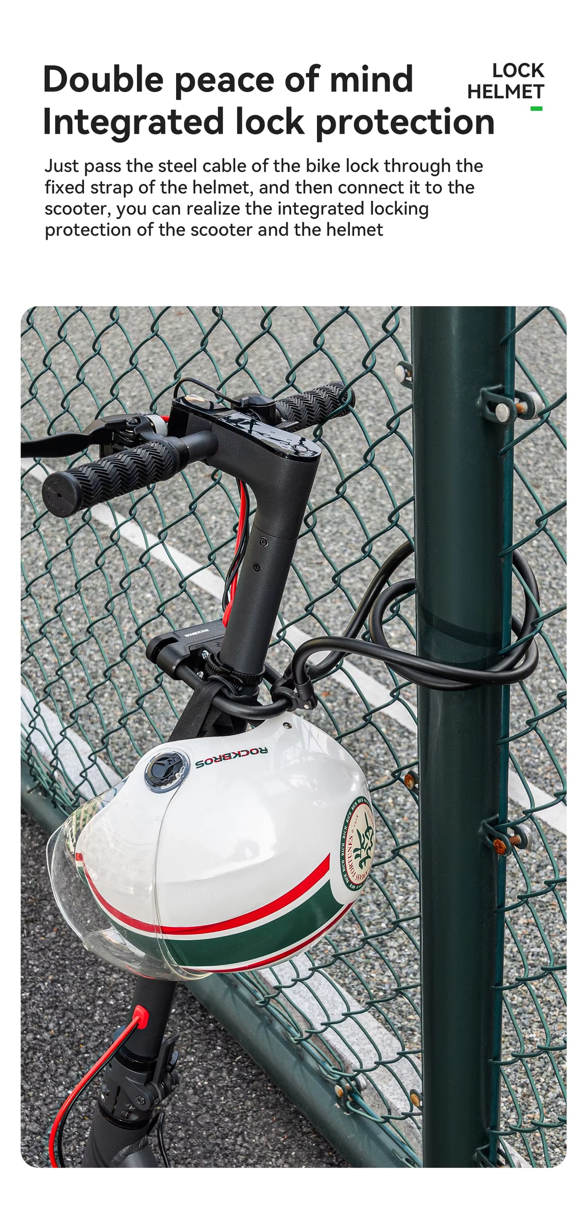 ROCKBROS – Antivol à code 4 chiffres avec câble 1,1 m pour trottinette et vélo