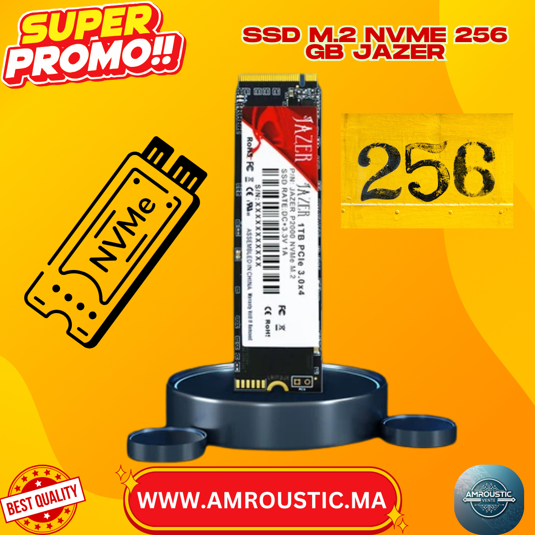 SSD Interne JAZER M.2 NVMe PCIe 3.0 x4 2280 – 256 Go