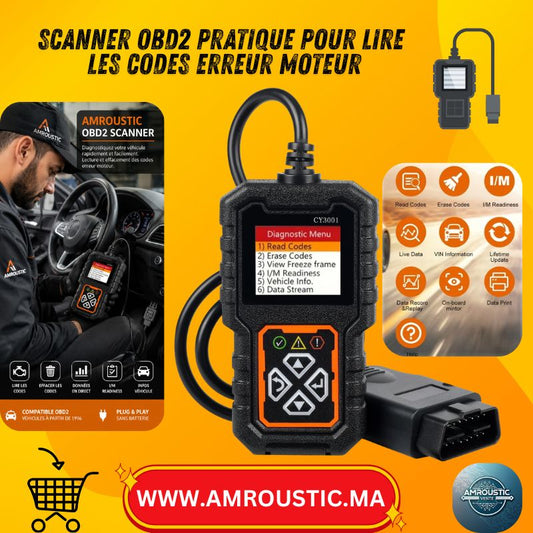 ماسح تشخيص السيارات OBD2 CY3001 – قارئ رموز أخطاء محرك CAN