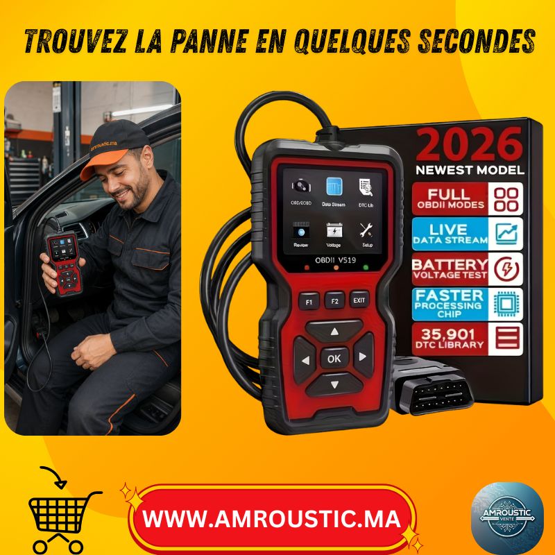 ماسح تشخيص السيارات OBD2 V519 – قارئ رموز مع شاشة ملونة وتحليل في الوقت الفعلي