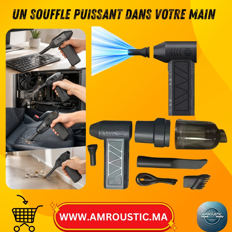 Souffleur Aspirateur Sans Fil 2-en-1 Rechargeable avec Moteur Brushless et Écran Numérique