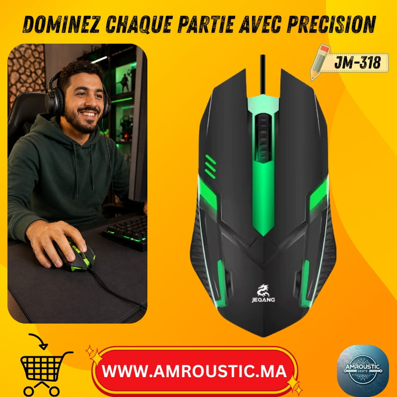 Souris Gaming Filaire JEQANG JM-318 – Jusqu’à 1600 DPI