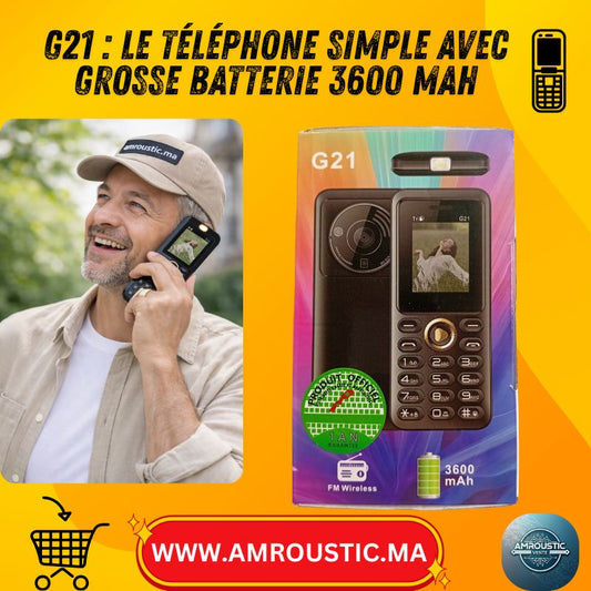 هاتف جوال G21 ثنائي الشريحة ببطارية كبيرة سعة 3600 مللي أمبير ومصباح LED وراديو FM