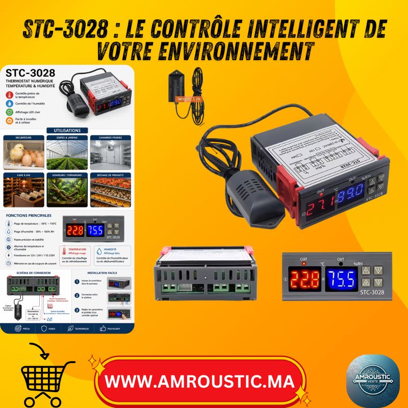 Thermostat Hygrostat Digital STC-3028 AC 110V/220V pour Contrôle Température et Humidité