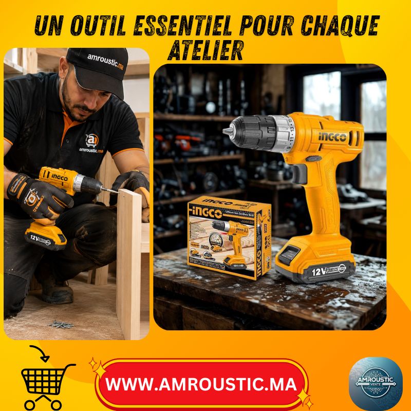 Visseuse Perceuse Sans Fil INGCO 12V Lithium-Ion 1.5Ah avec Chargeur 2H