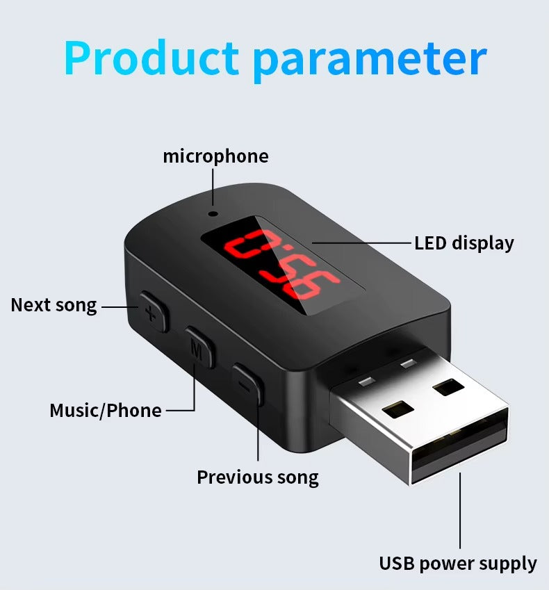 Commandes, microphone et écran LED de l’adaptateur M10