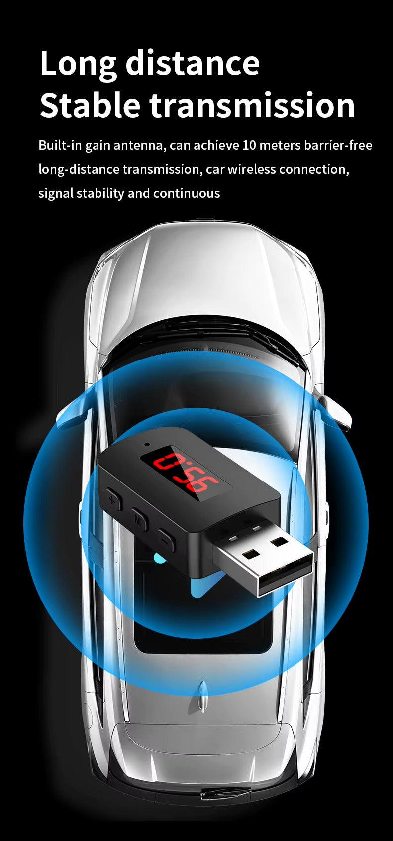 Portée de transmission Bluetooth jusqu’à 10 mètres