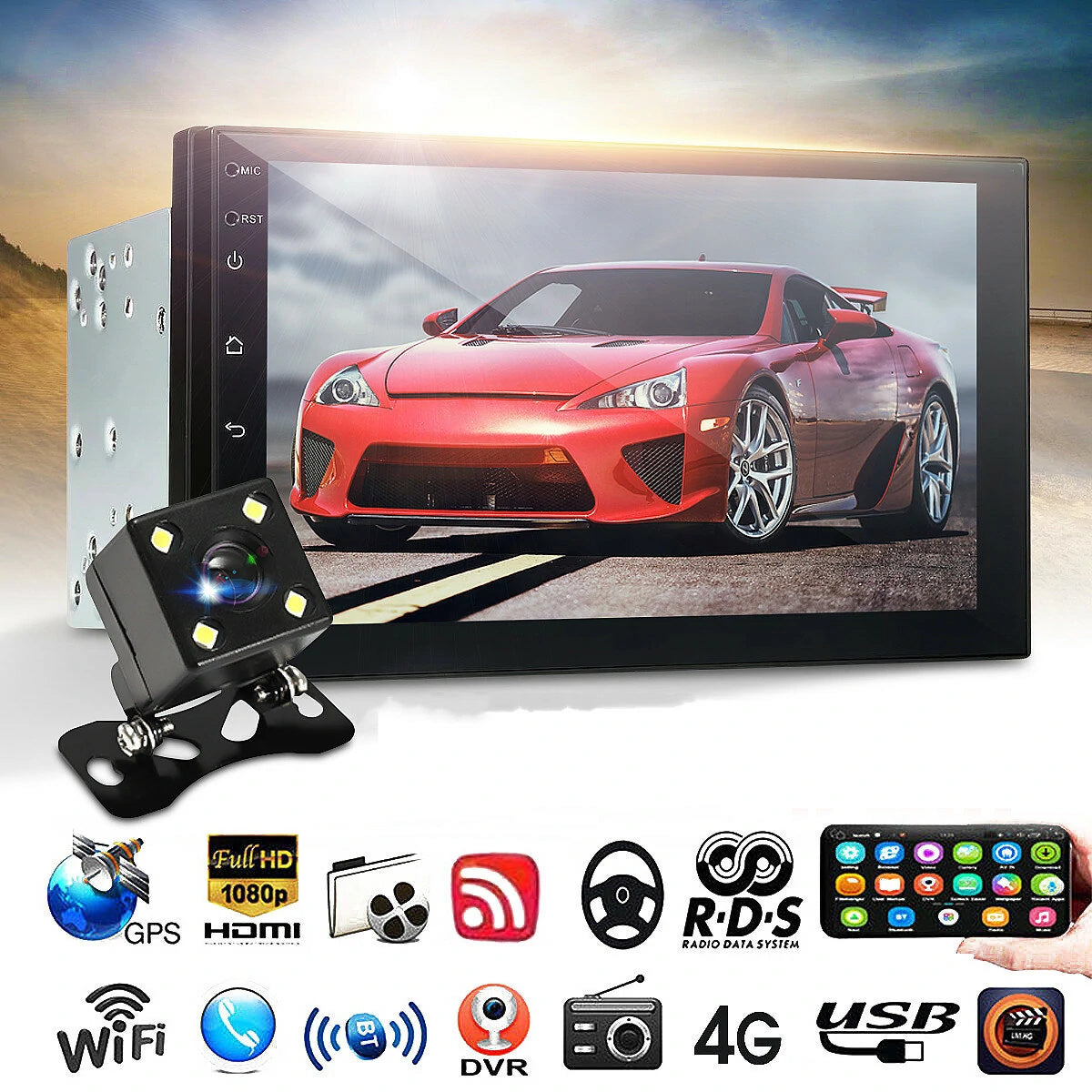 راديو سيارة أندرويد مقاس 7 بوصات مع CarPlay