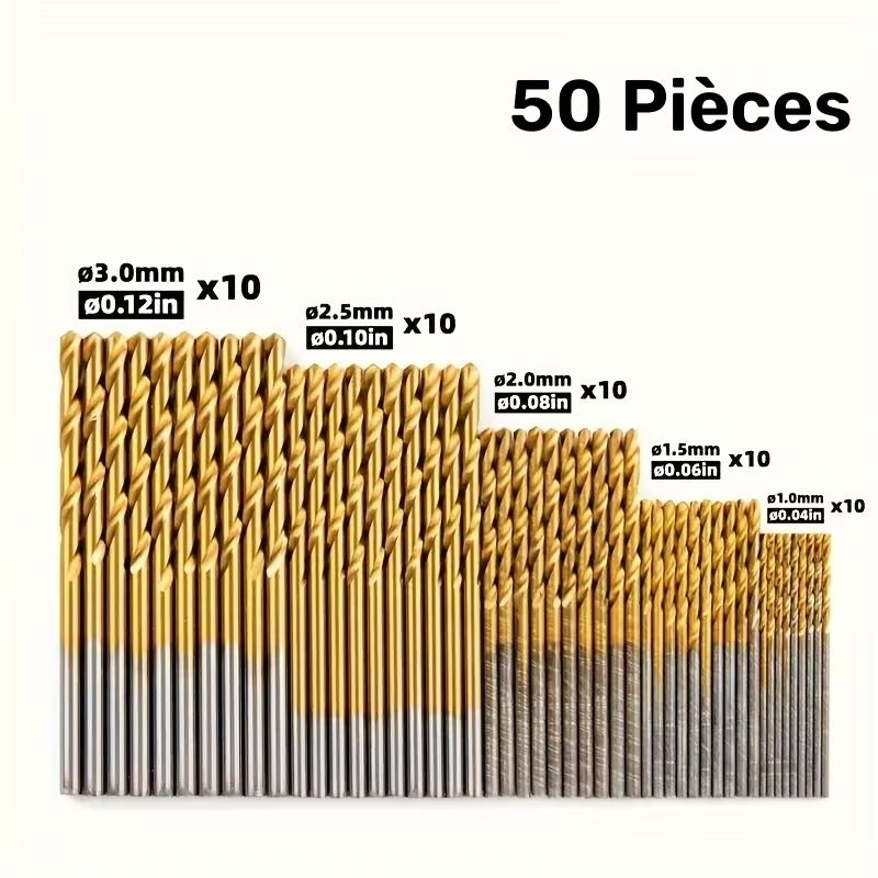 Ensemble de 50 forets HSS - 5 diamètres