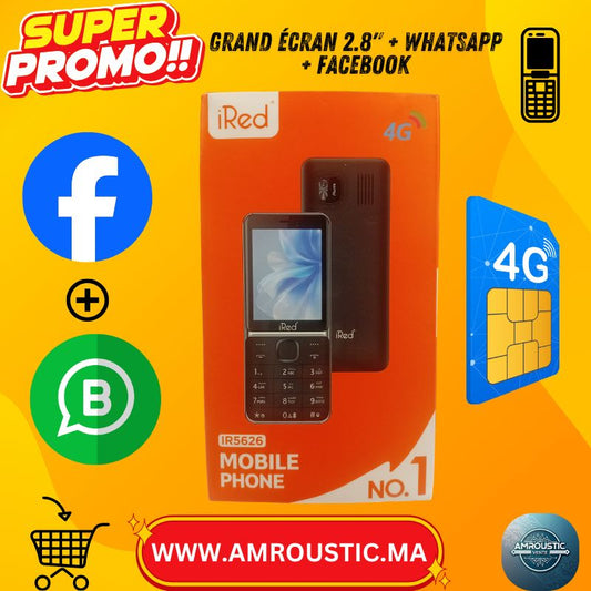 iRed IR5626 4G – Téléphone à Clavier 2.8" Triple SIM, Batterie 2500mAh