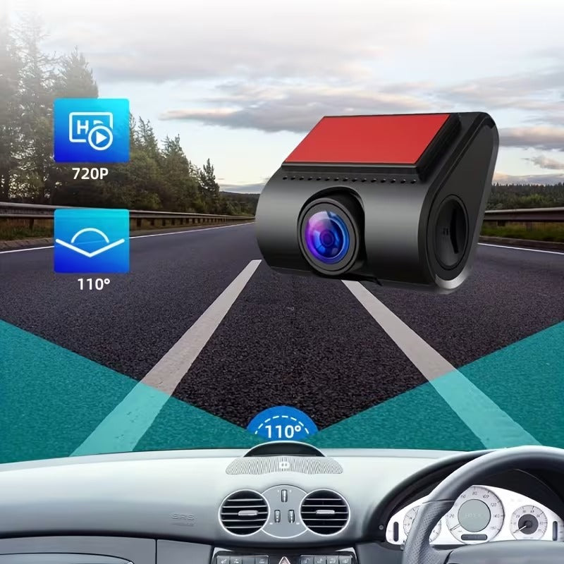 Mini Caméra Dashcam Voiture 720P Grand Angle avec ADAS – Enregistreur de Bord Automatique USB pour Voiture, SUV et Taxi