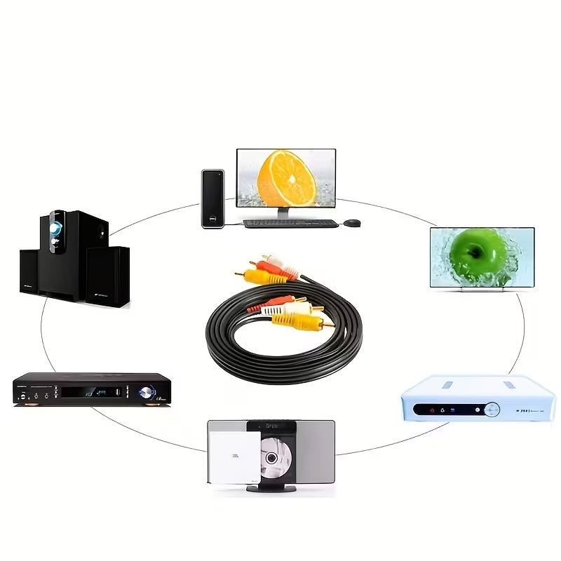 Câble Audio Vidéo Composite 3 RCA vers 3 RCA Mâle à Mâle – 1.45m