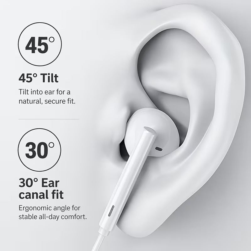 Écouteurs Filaires Type-C avec Microphone et Commande Volume - 1 Pièce - Blanc