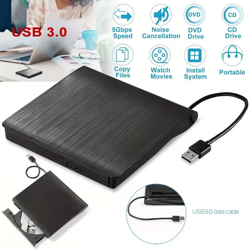 Lecteur Graveur DVD-RW Externe USB 3.0 Portable pour PC et Ordinateur Portable