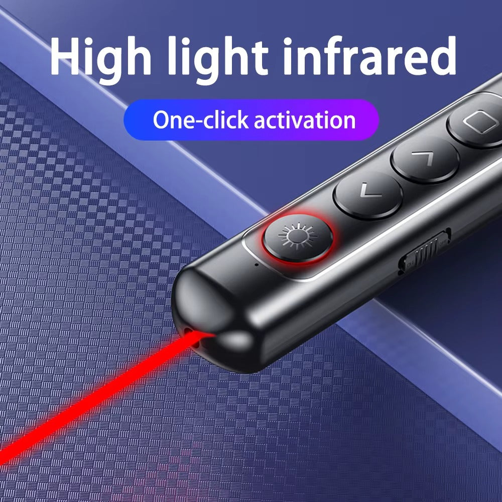 جهاز عرض تقديمي S9 لاسلكي بمدى 100 متر مع مؤشر ليزر أحمر ومستقبل USB