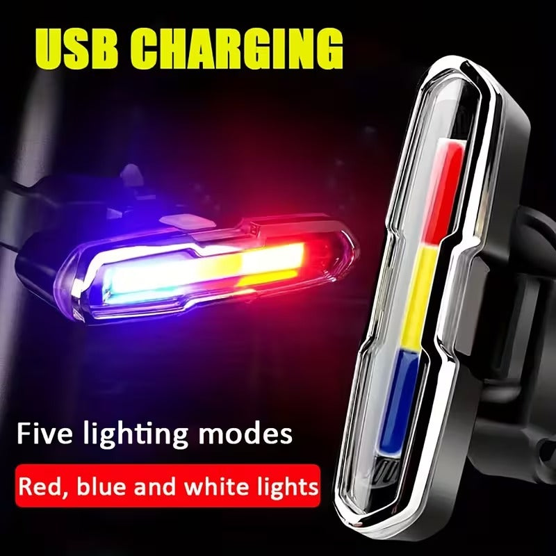 Feu Arriere de Velo LED COB Rechargeable USB 3 Couleurs