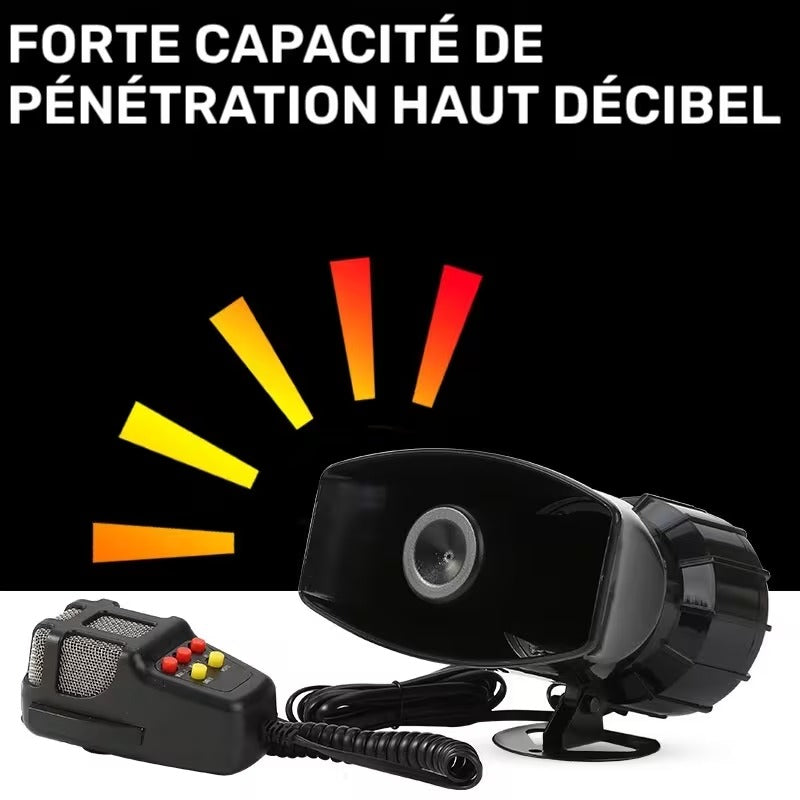 Klaxon 12V Sept Tons avec Microphone pour Voiture, Moto, Bateau et Véhicule Électrique