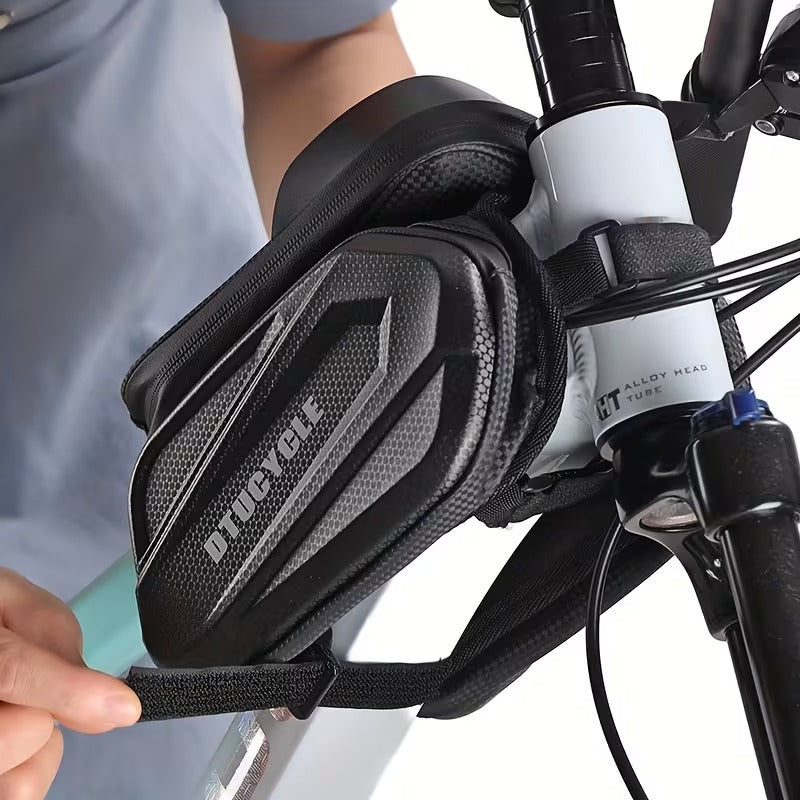 Sacoche Avant Vélo VTT avec Étui Téléphone – Double Poche Tube Supérieur Résistante aux Éclaboussures