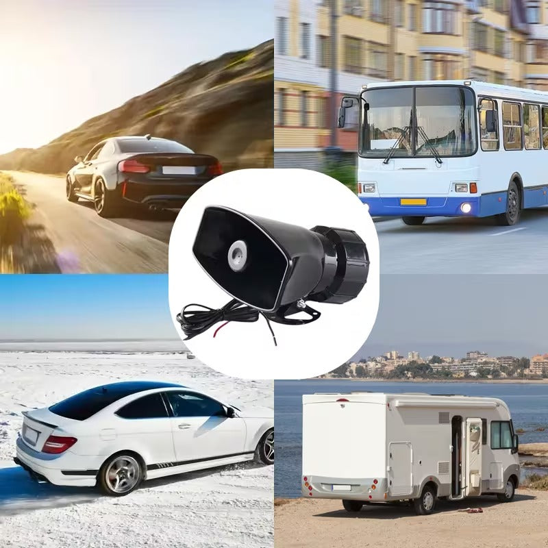 Klaxon 12V Sept Tons avec Microphone pour Voiture, Moto, Bateau et Véhicule Électrique