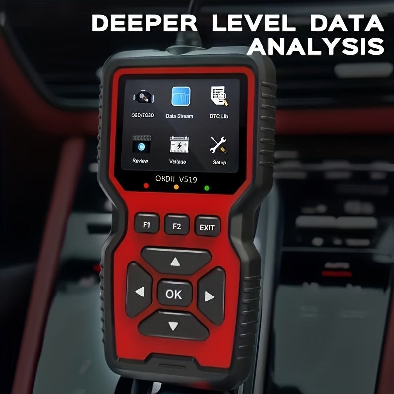 ماسح تشخيص السيارات OBD2 V519 – قارئ رموز مع شاشة ملونة وتحليل في الوقت الفعلي