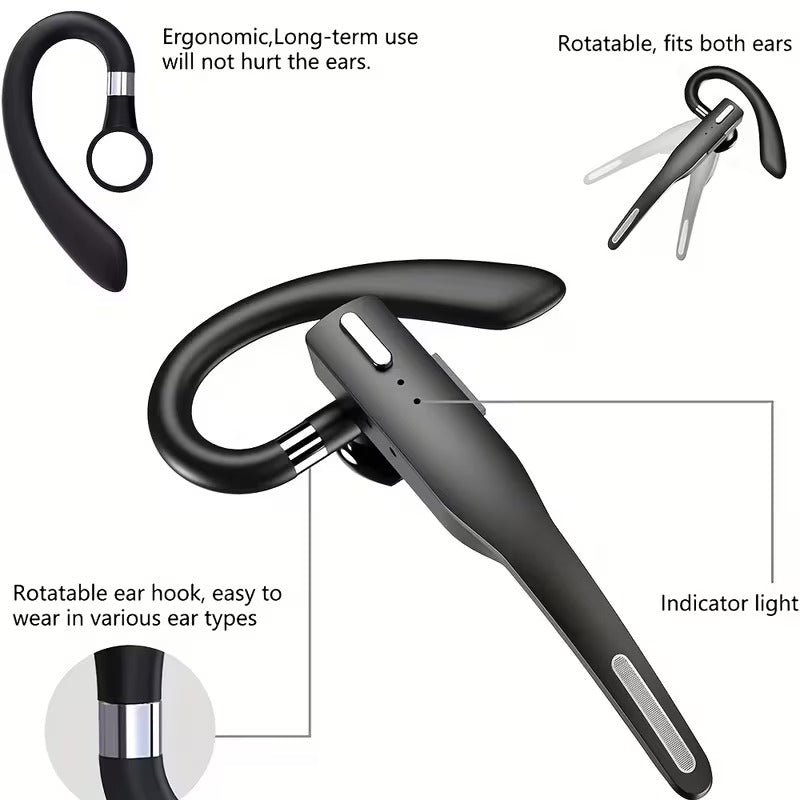 Écouteur Bluetooth Mains Libres Professionnel  – Casque Mono avec Micro pour Appels HD